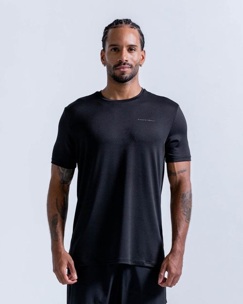 Camiseta En Malla Con Estampado,  Color Negro  Para Hombre