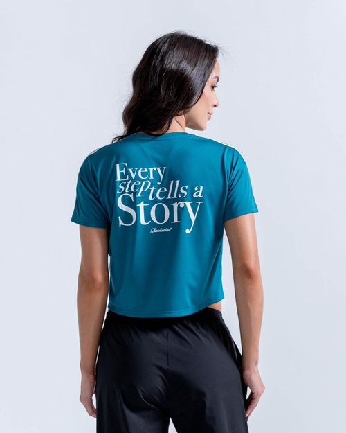 Camiseta En Malla Estampada En Espalda,  Color Verde Botella  Para Mujer