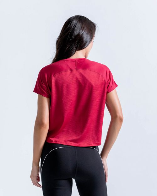 Camiseta Con Páneles En Malla,  Color Rojo Para Mujer