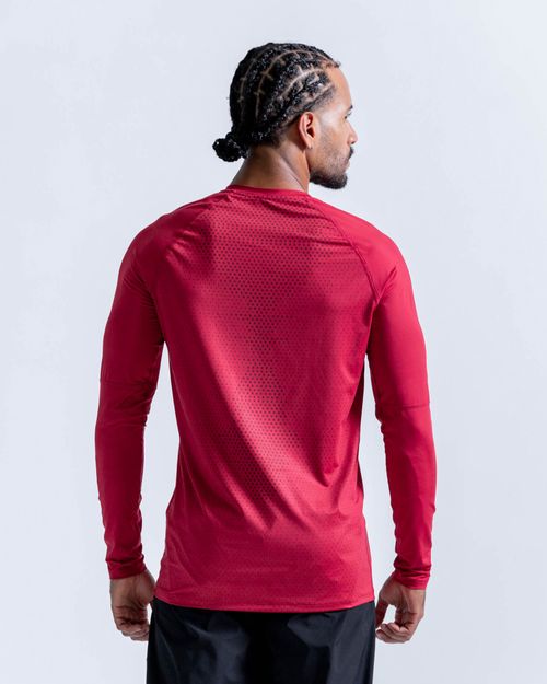 Camibuzo Ajustado Con Bloques En Malla,  Color Rojo Para Hombre