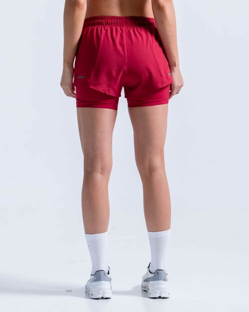 Short Running Con Licra Interna,  Color Rojo Para Mujer
