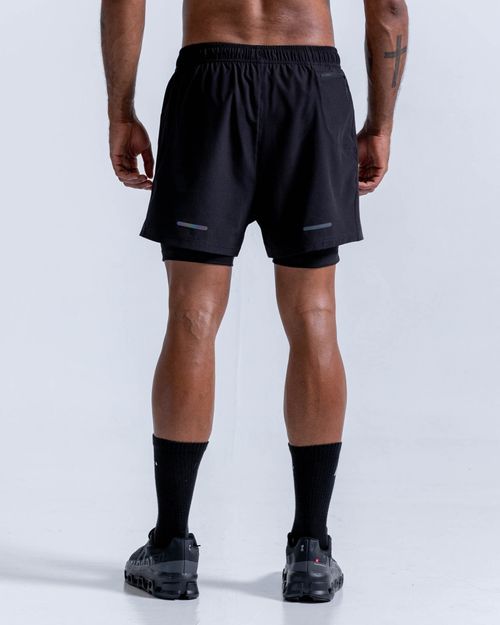 Pantaloneta Running Con Licra Interna,  Color Negro  Para Hombre