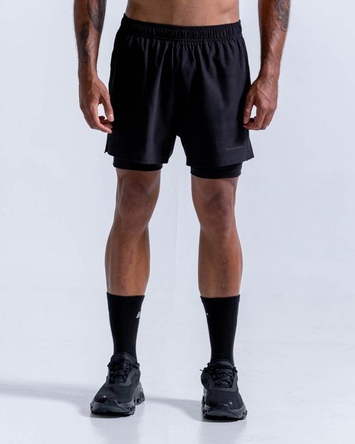 Pantaloneta Running Con Licra Interna,  Color Negro  Para Hombre