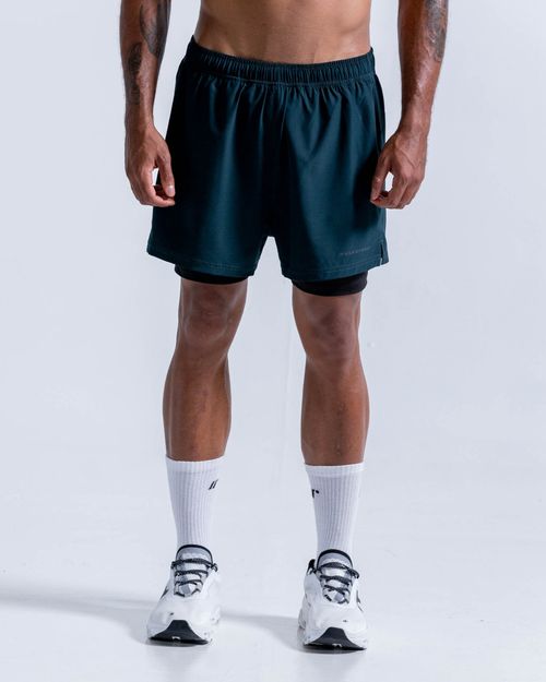 Pantaloneta Running Con Licra Interna,  Color Verde  Para Hombre