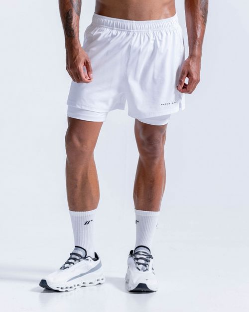 Pantaloneta Running Con Licra Interna,  Color Blanco Para Hombre