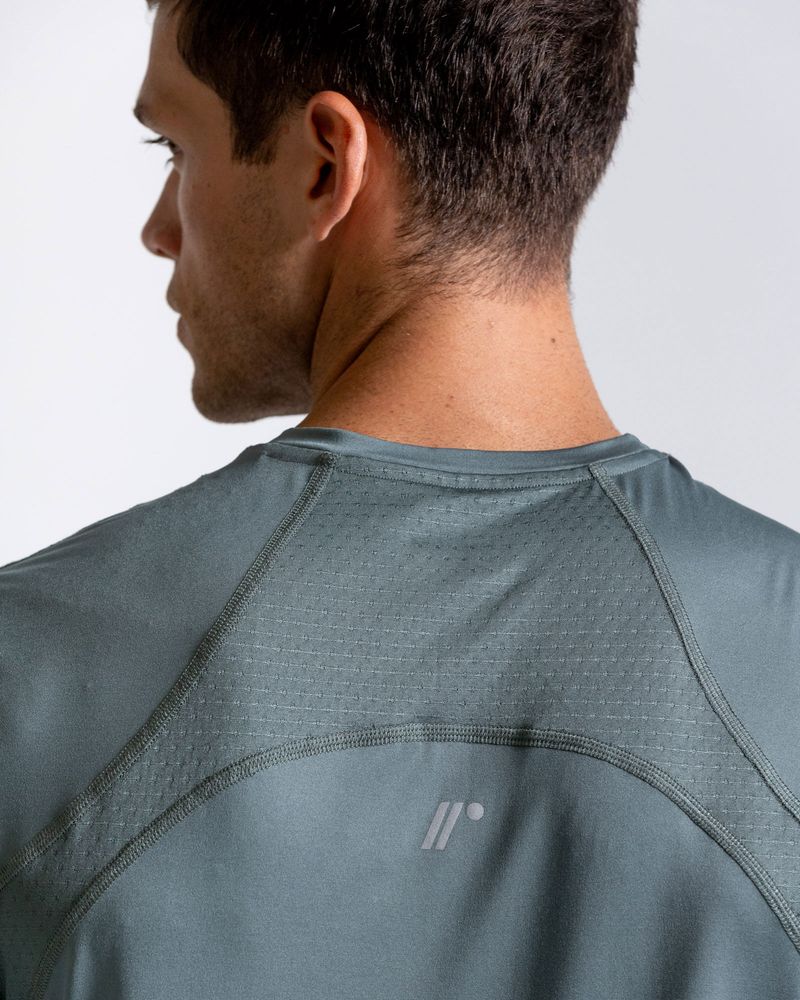 Camiseta-Deportiva-Cuello-Redondo--Color-Verde--Para-Hombre--