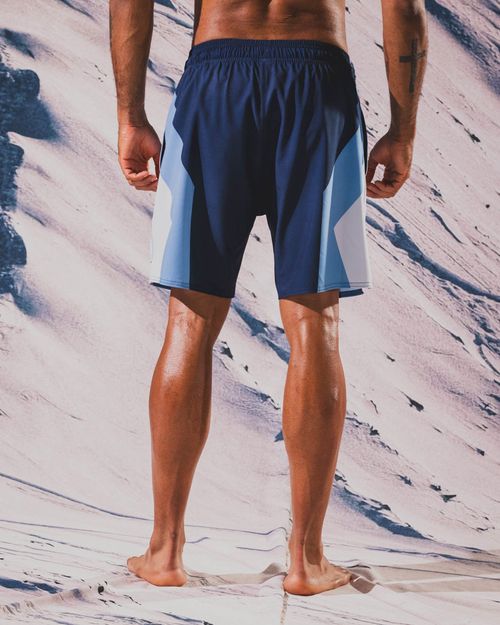 Pantaloneta De Playa,  Color Bloques Azul Para Hombre
