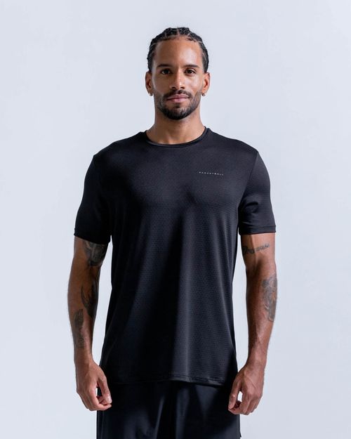 Camiseta En Malla Con Estampado,  Color Negro  Para Hombre
