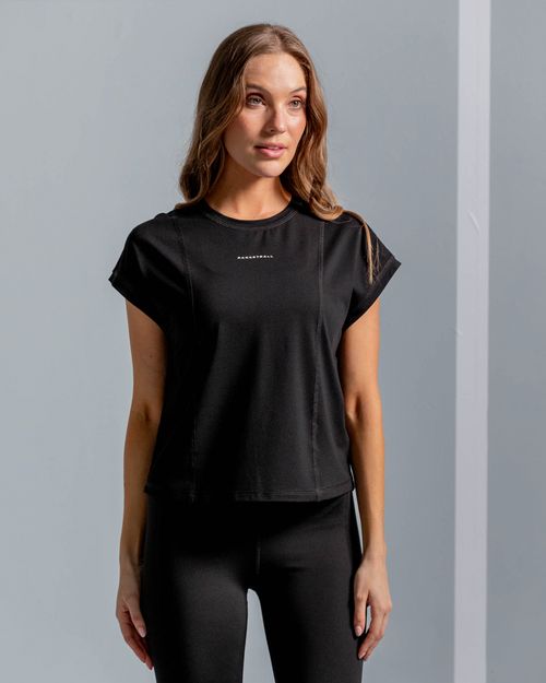 Camiseta Manga Corta Malla Transpirable,  Color Negro  Para Mujer