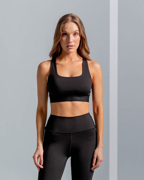 Top Soporte Alto Con Abertura En Espalda,  Color Negro  Para Mujer
