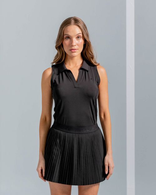 Esqueleto Tipo Polo Con Cortes Laterales,  Color Negro  Para Mujer