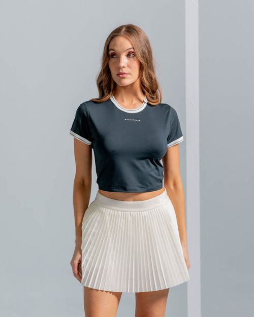 Crop Top Con Cuello Y Puños Tejidos,  Color Verde Oscuro Para Mujer