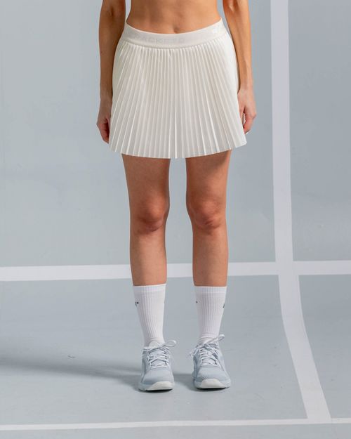 Falda Plisada Con Lineas En Contraste,  Color Marfil Para Mujer
