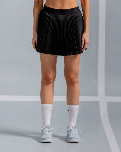 Falda Plisada Con Lineas En Contraste,  Color Negro  Para Mujer