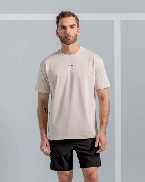 Camiseta Amplia Con Estampado En Espalda,  Color Arena  Para Hombre