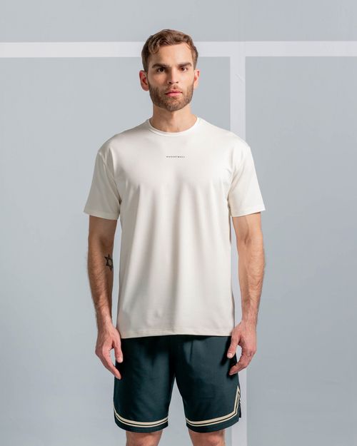 Camiseta Amplia Con Estampado En Espalda,  Color Marfil Para Hombre