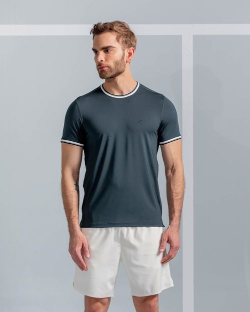 Camiseta Con Cuello Y Puños Tejidos,  Color Verde Oscuro Para Hombre