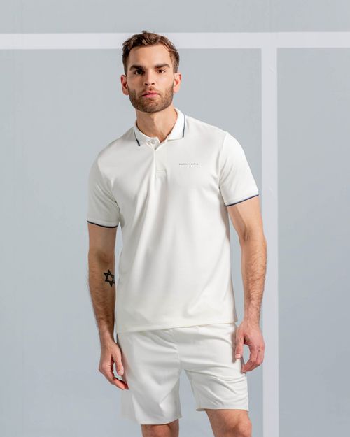 Camiseta Tipo Polo Detalles Contraste,  Color Marfil Para Hombre