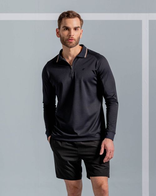 Camibuzo Tipo Polo Detalles En Contraste,  Color Negro  Para Hombre