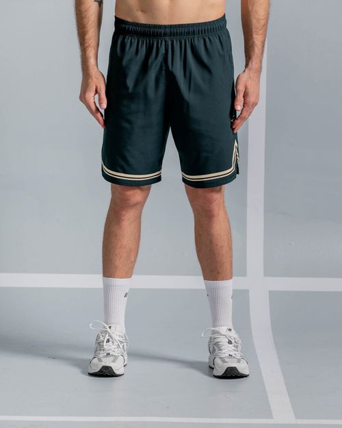 Pantaloneta Con Aberturas Laterales,  Color Verde Oscuro Para Hombre
