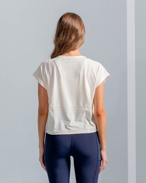 Camiseta Manga Corta Malla Transpirable,  Color Marfil Para Mujer