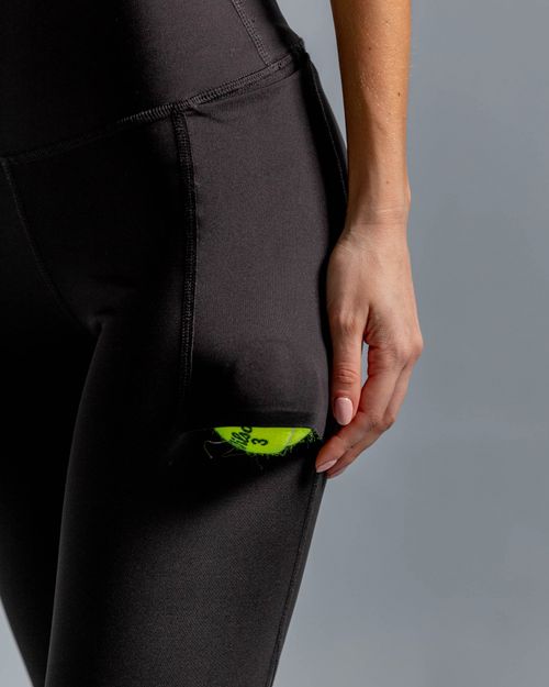 Leggings Con Bolsillos Laterales,  Color Negro  Para Mujer
