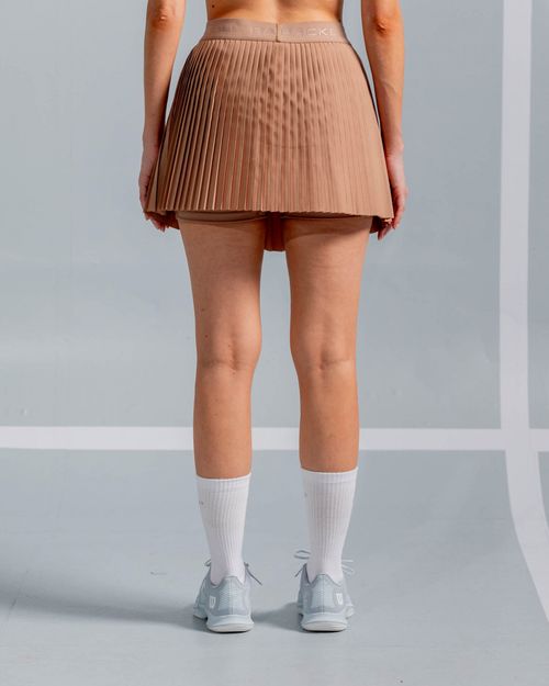 Falda Plisada Con Lineas En Contraste,  Color Arena  Para Mujer
