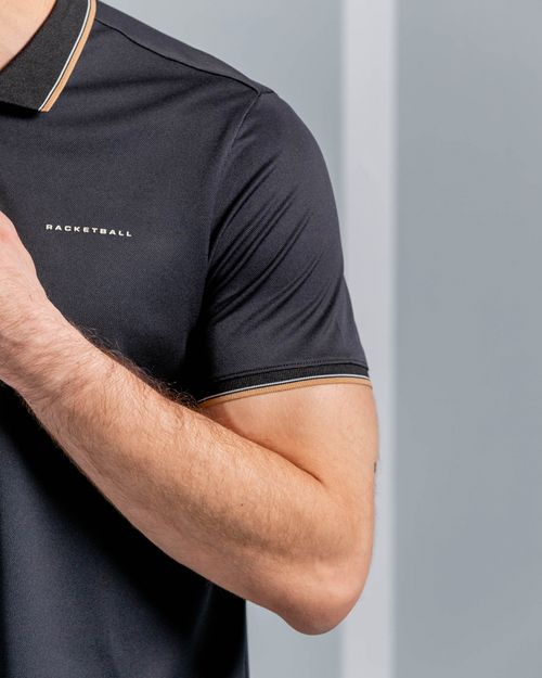 Camiseta Tipo Polo Detalles Contraste,  Color Negro  Para Hombre