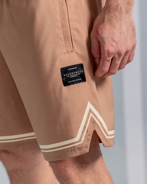 Pantaloneta Con Aberturas Laterales,  Color Arena  Para Hombre