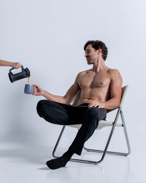 Pantalón Con Pretina En Elástico,  Color NEGRO  Para Hombre