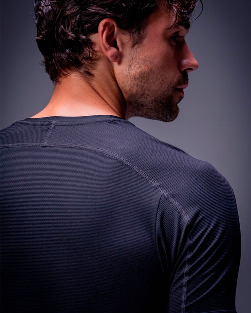 Camiseta En Malla Con Estampado,  Color NEGRO  Para Hombre