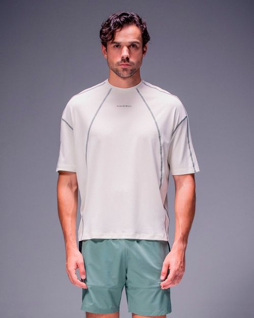 Camiseta Oversized Boxy Con Contraste,  Color MARFIL Para Hombre