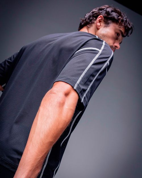 Camiseta Oversized Boxy Con Contraste,  Color NEGRO  Para Hombre